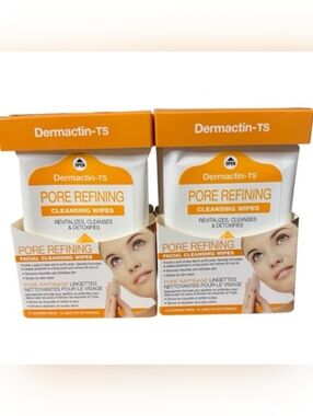Dermactin-TS Pore Refining Facial Cleansing Wipes 2 Packs NWT